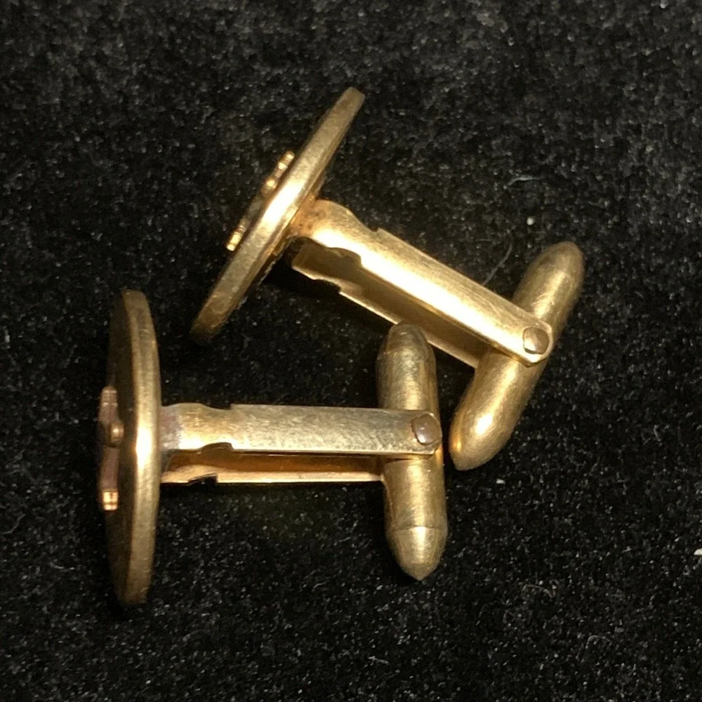 Vintage Masonic Cufflinks 1/20 12K Gold Filled Blue Enamel G Square Compasses